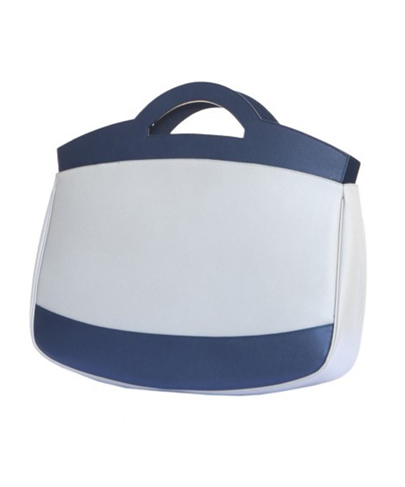 Morgana in pelle saffiano blu/perla