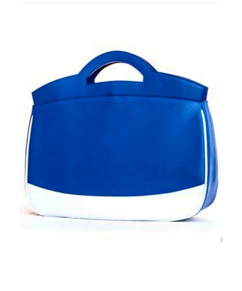 Morgana in pelle saffiano blu e bianco