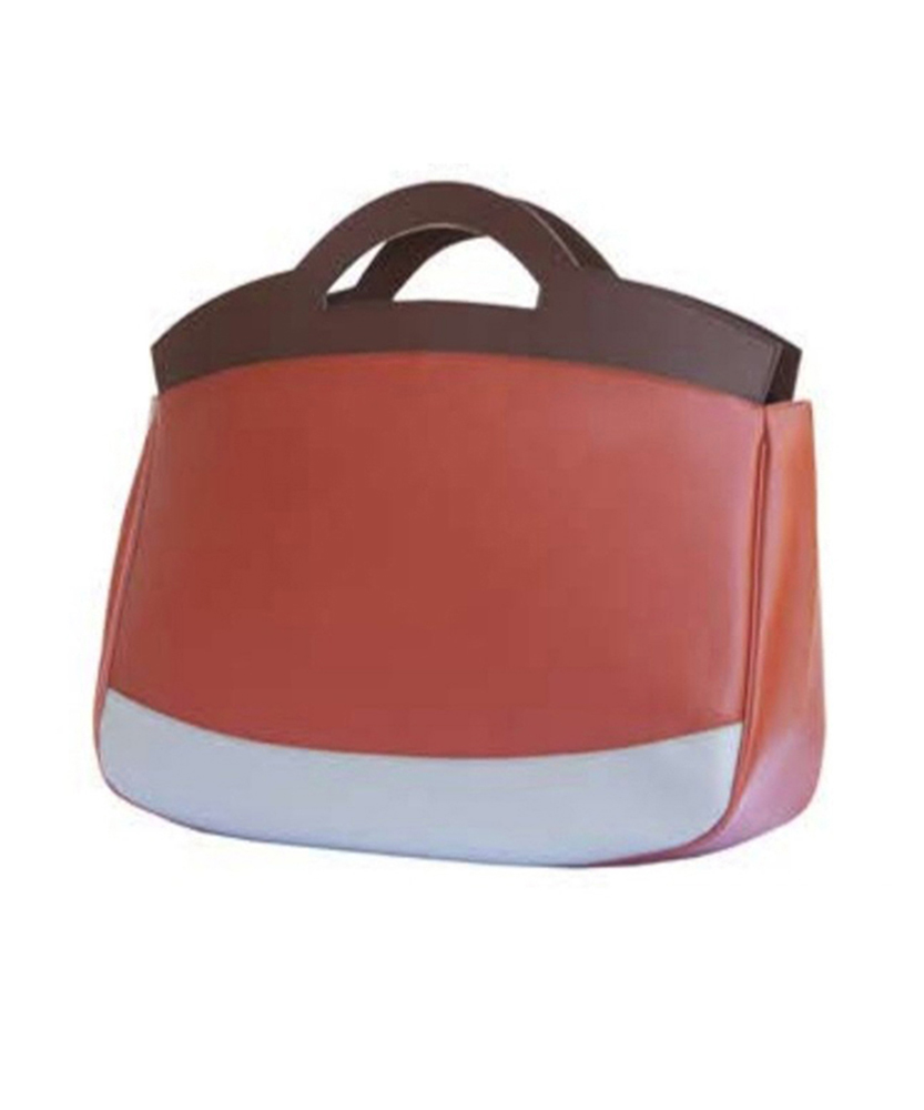 Morgana in pelle saffiano marrone/arancio/perla