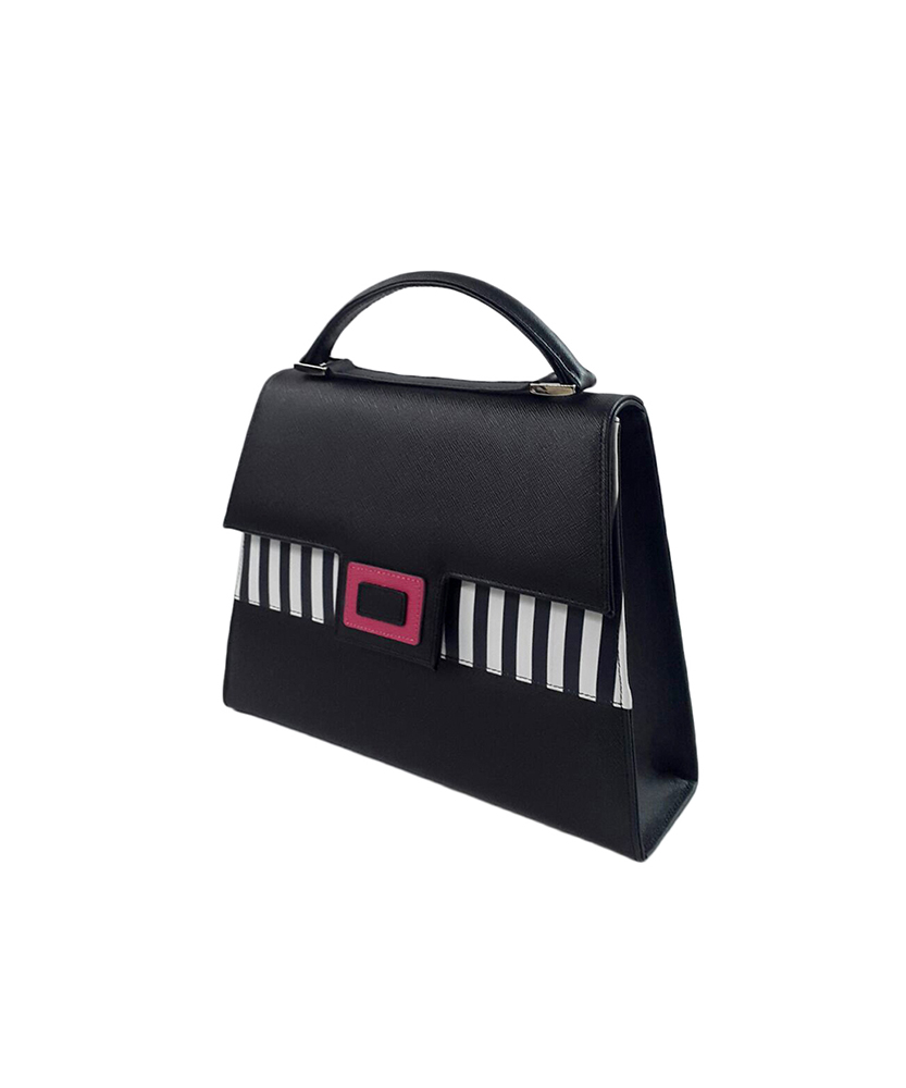 Sicula in pelle righe nero/bianco