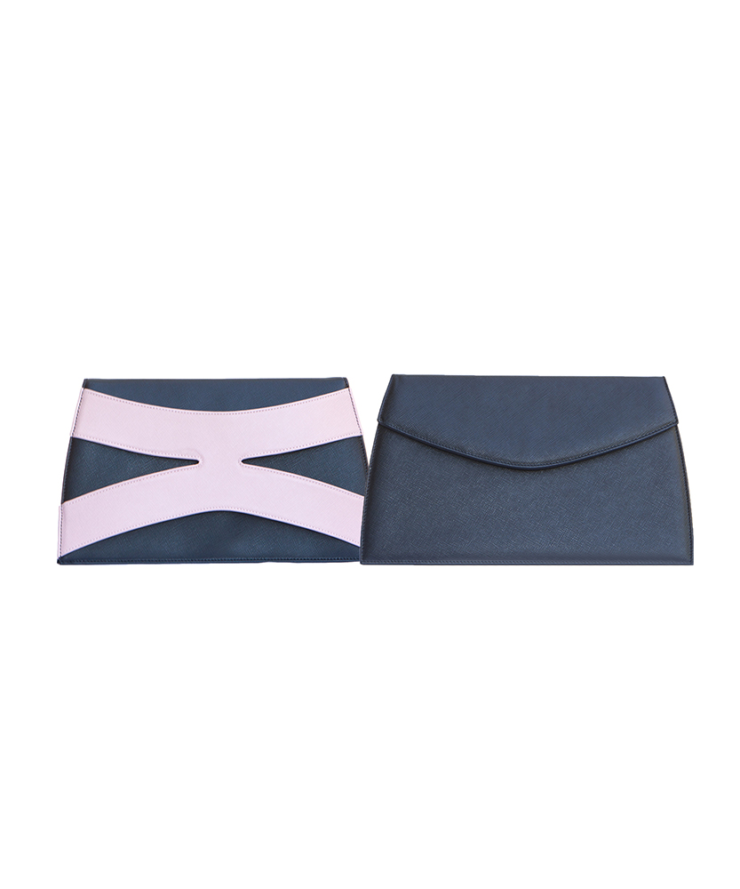 Trinacria in pelle saffiano b/n
